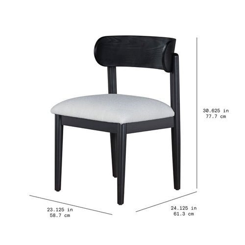 Beautiful Drew Dining Room Chairs by Drew Barrymore, Rich Black Finish with Striped Fabric, 2 Pack