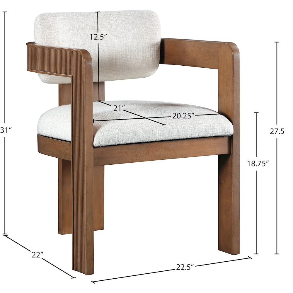 Meridian Furniture Sacha Cream Linen Textured Fabric Dining Chair (Set of 2)