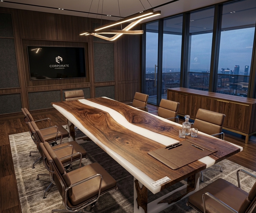 Tables By Tyler Epoxy Slab River Conference Table