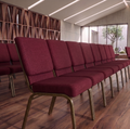 21" Wide Burgundy Fabric 800lbs Church Chair | Stackable Seating Fabric Worship Chairs with Cut-Away Back