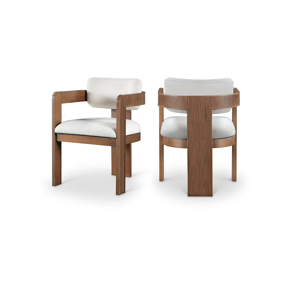 Meridian Furniture Sacha Cream Linen Textured Fabric Dining Chair (Set of 2)