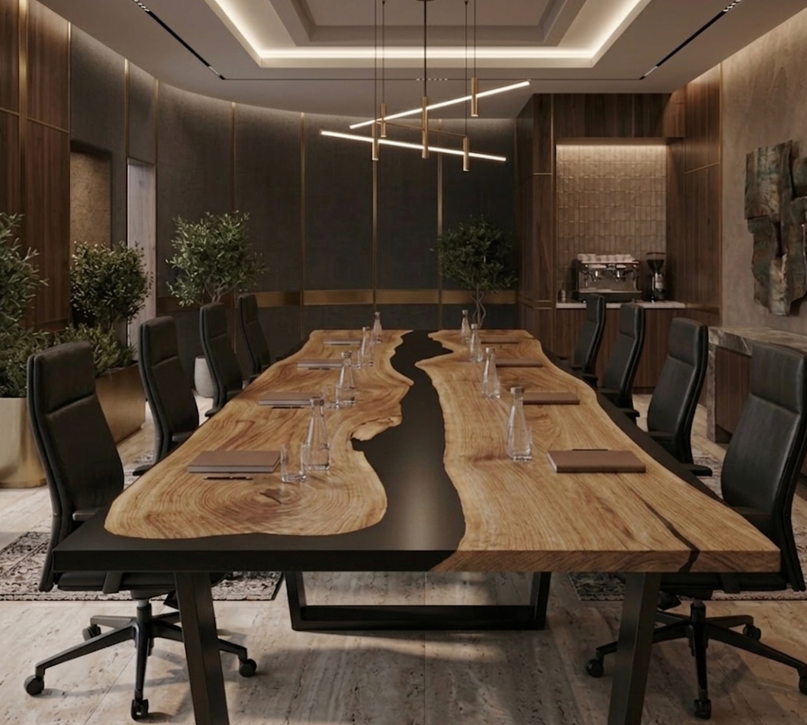 White Oak Epoxy Slab River Tables—Conference Table Or Dining Table