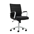 Realspace® Modern Comfort Winsley Bonded Leather Mid-Back Manager Office Chair, Black/Silver, BIFMA Compliant