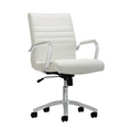 Realspace® Modern Comfort Winsley Bonded Leather Mid-Back Manager Office Chair, White/Silver, BIFMA Compliant