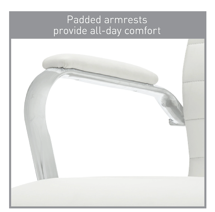 Realspace® Modern Comfort Winsley Bonded Leather Mid-Back Manager Office Chair, White/Silver, BIFMA Compliant