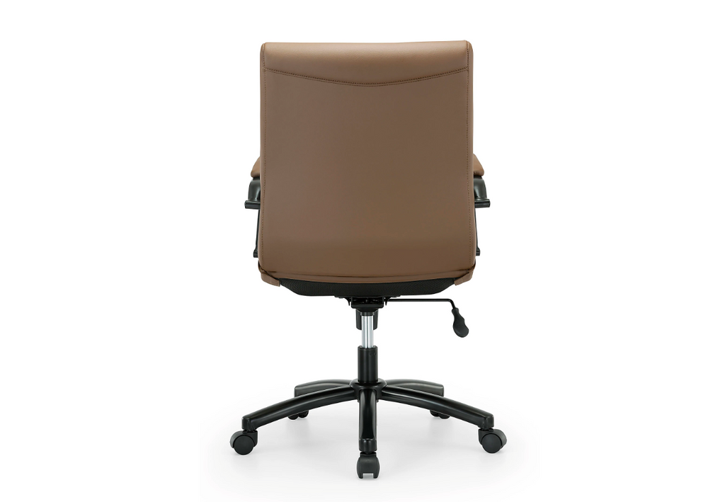 Realspace® Modern Comfort Winsley Bonded Leather Mid-Back Manager Office Chair, Brown/Black, BIFMA Compliant