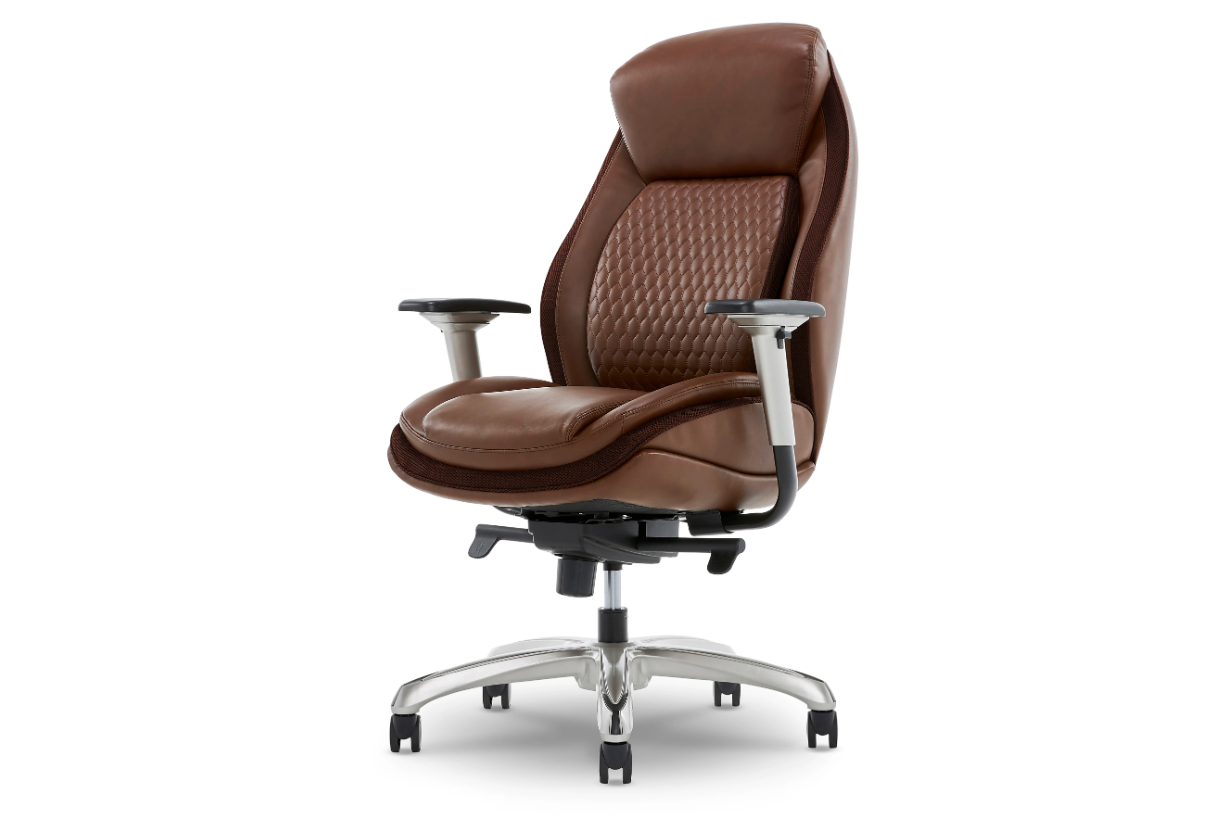 Shaquille O'Neal™ Zethus Ergonomic Bonded Leather High-Back Executive Office Chair, Brown
