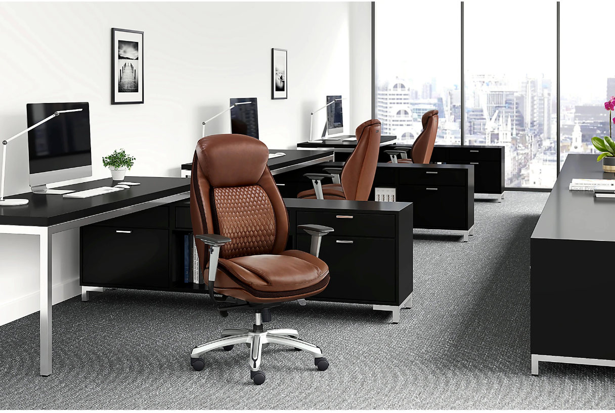 Shaquille O'Neal™ Zethus Ergonomic Bonded Leather High-Back Executive Office Chair, Brown