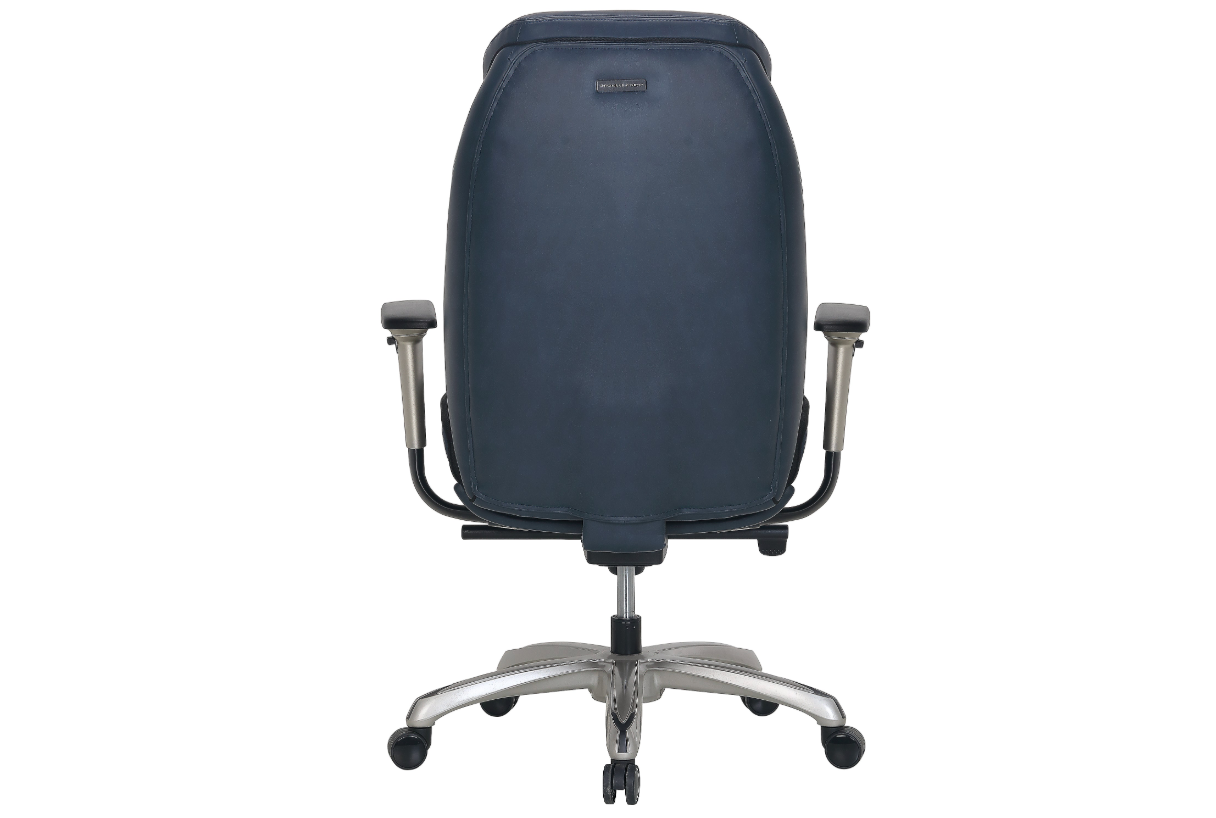 Shaquille O'Neal™ Zethus Ergonomic Bonded Leather High-Back Executive Office Chair, Navy/Silver