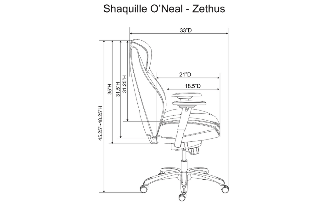 Shaquille O'Neal™ Zethus Ergonomic Bonded Leather High-Back Executive Office Chair, Navy/Silver