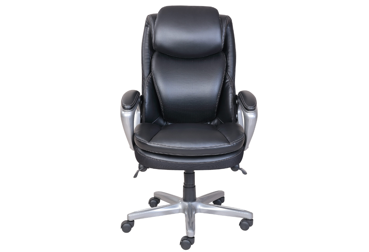 Serta® Smart Layers™ Arlington AIR™ Bonded Leather High-Back Executive Office Chair, Black/Silver, BIFMA Compliant