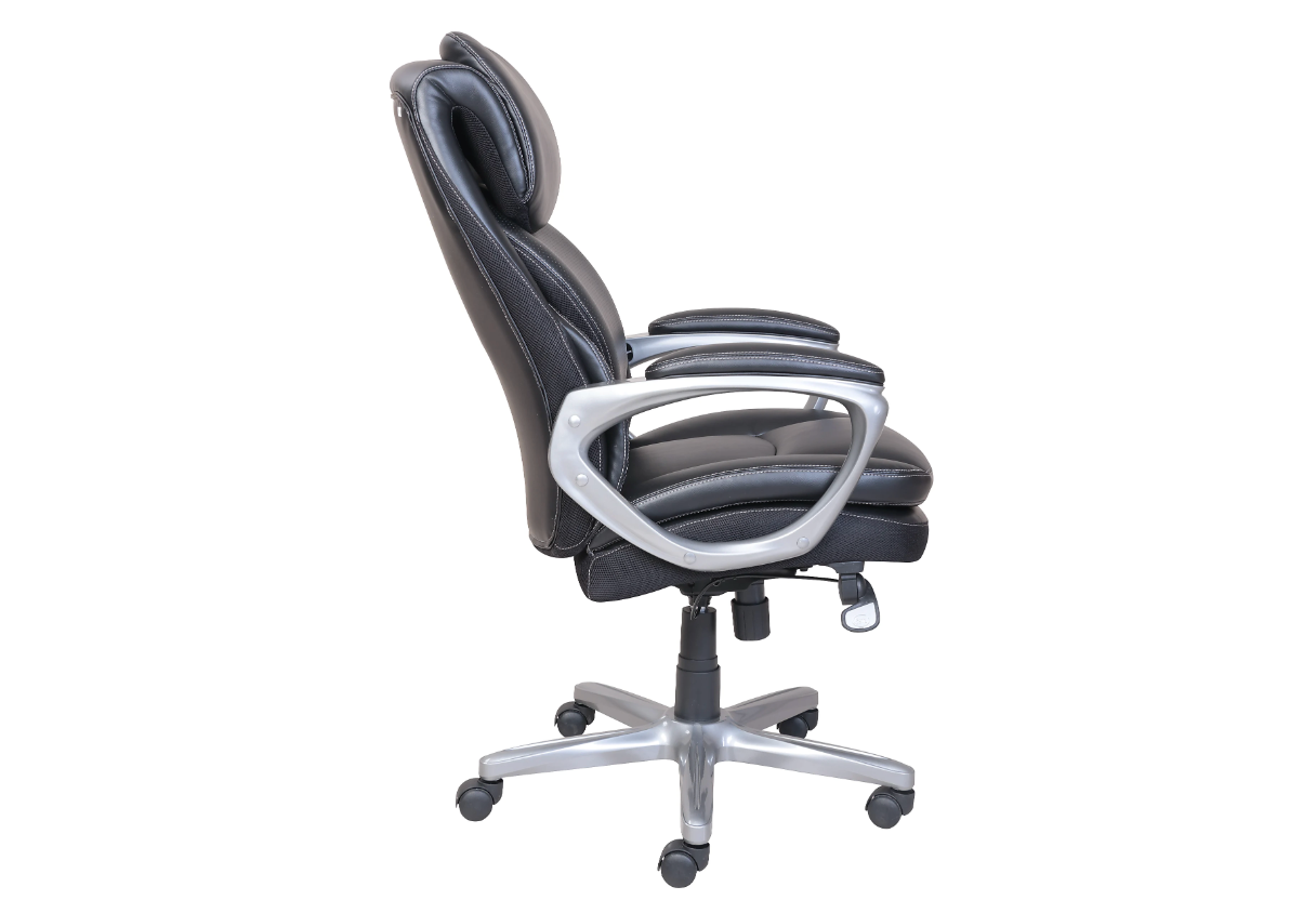 Serta® Smart Layers™ Arlington AIR™ Bonded Leather High-Back Executive Office Chair, Black/Silver, BIFMA Compliant