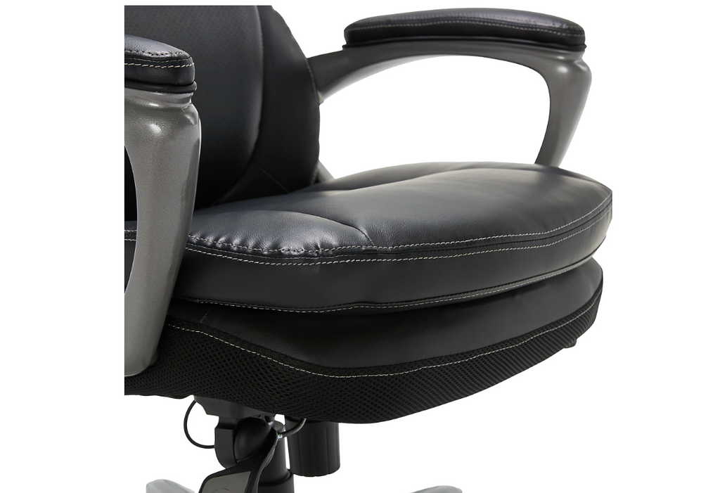 Serta® Smart Layers™ Arlington AIR™ Bonded Leather High-Back Executive Office Chair, Black/Silver, BIFMA Compliant