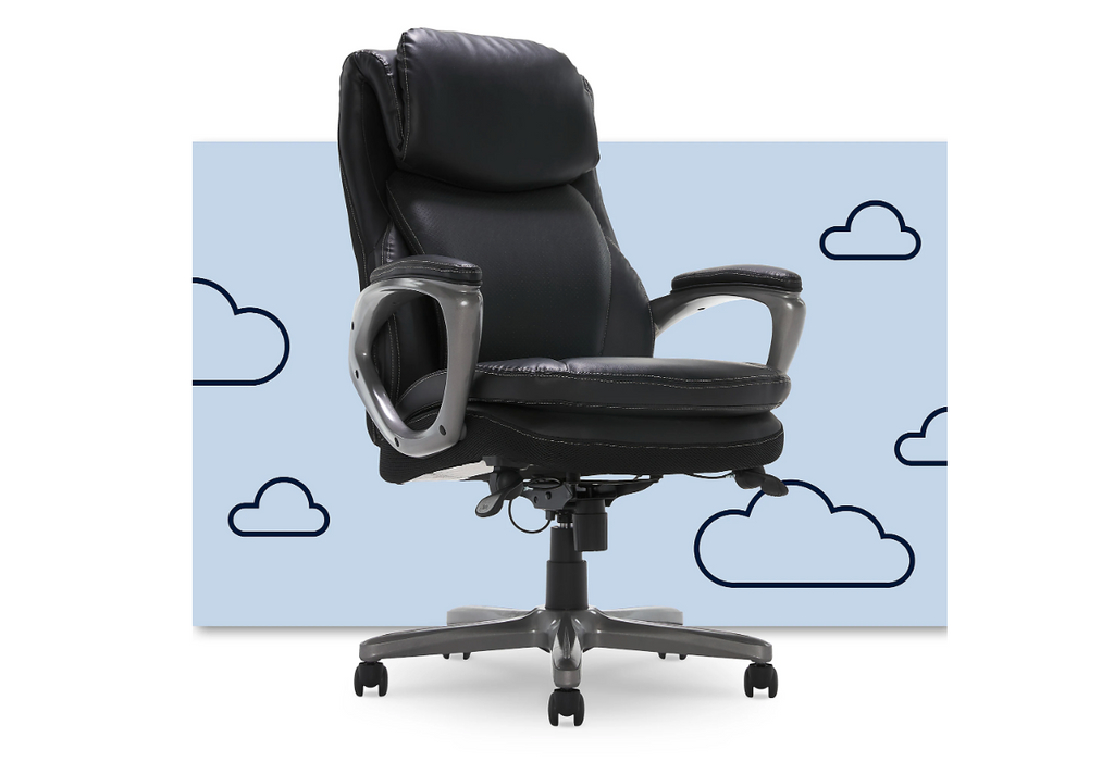 Serta® Smart Layers™ Arlington AIR™ Bonded Leather High-Back Executive Office Chair, Black/Silver, BIFMA Compliant