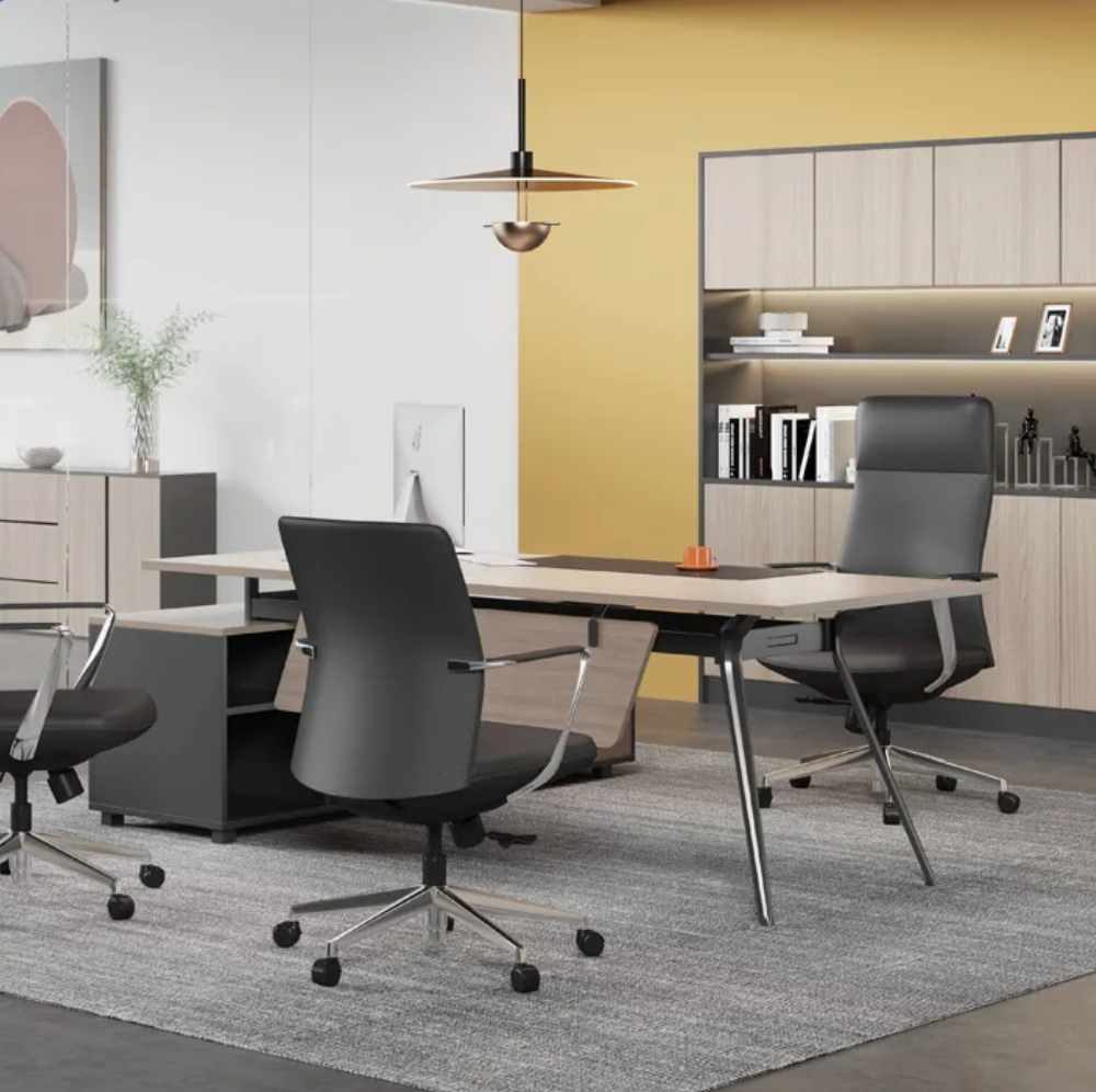 Office Chair Swivel High Back Black Leather Manager Chair