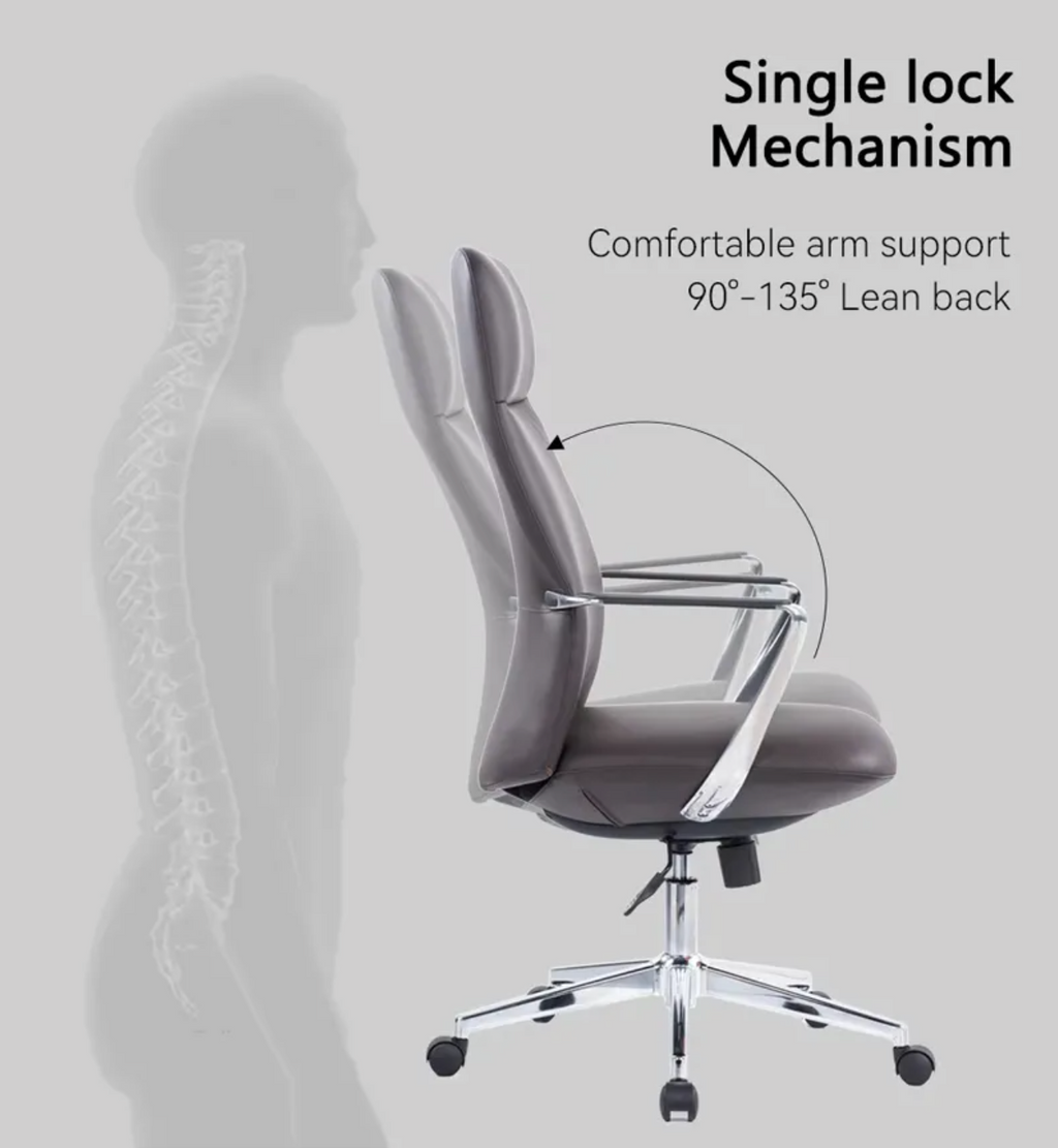 Office Chair Swivel High Back Black Leather Manager Chair