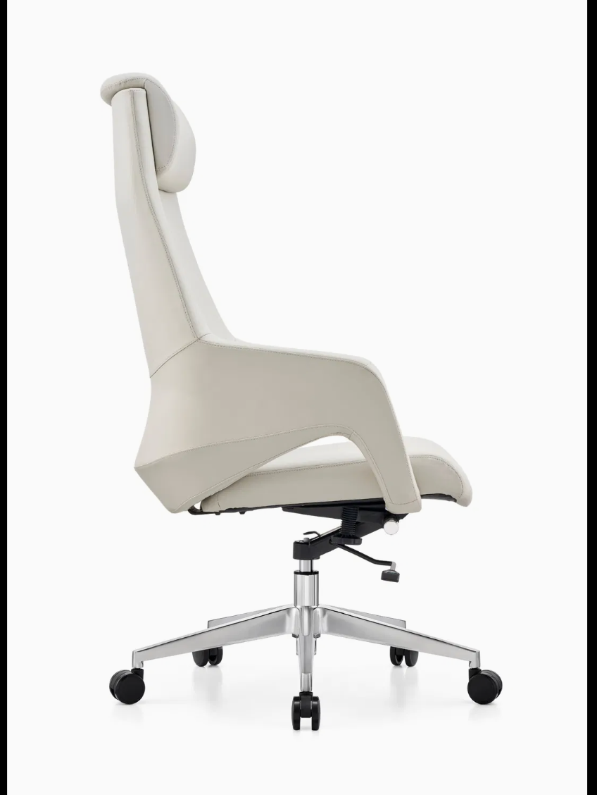 Premium White Leather Office Chair with Ergonomic Support Features For Executive Comfort