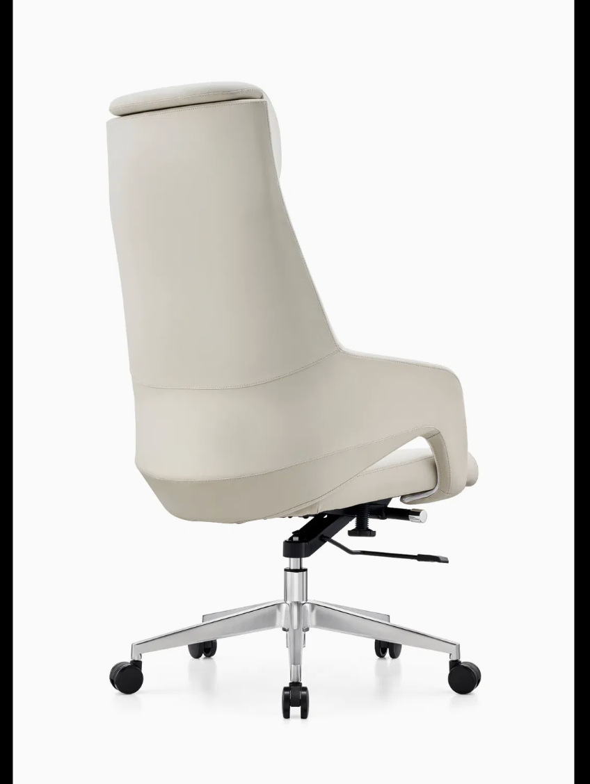 Premium White Leather Office Chair with Ergonomic Support Features For Executive Comfort