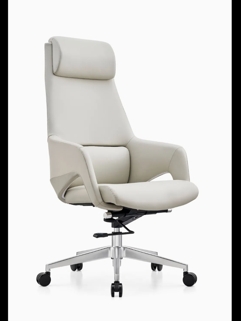 Premium White Leather Office Chair with Ergonomic Support Features For Executive Comfort