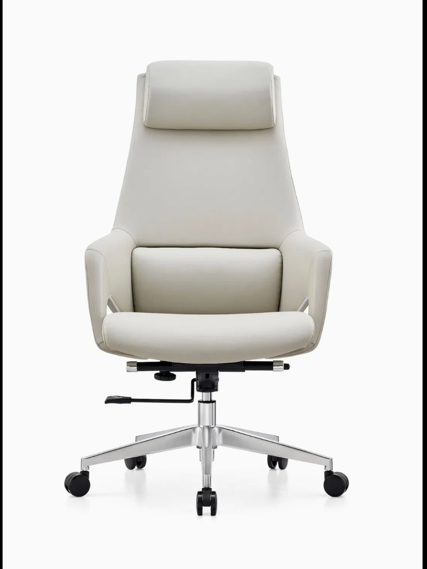 Premium White Leather Office Chair with Ergonomic Support Features For Executive Comfort