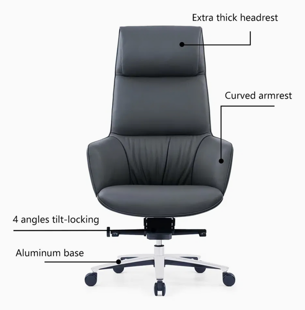 Premium Brown/Black Leather Chair Comfortable High Back Swivel Executive Chair