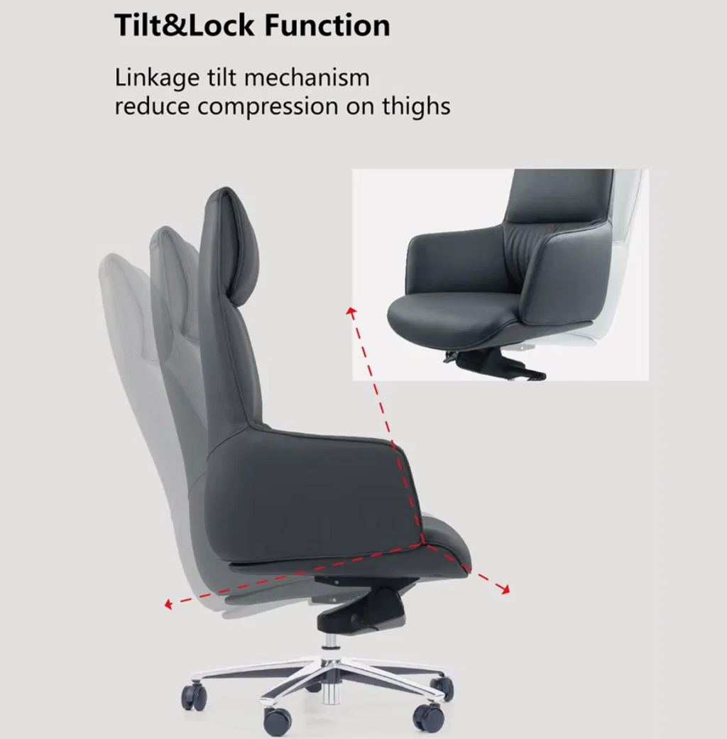 Premium Brown/Black Leather Chair Comfortable High Back Swivel Executive Chair