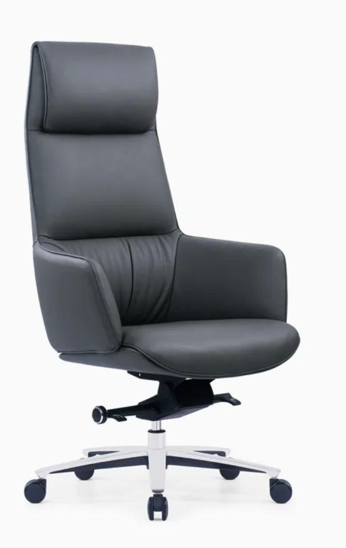 Premium Brown/Black Leather Chair Comfortable High Back Swivel Executive Chair