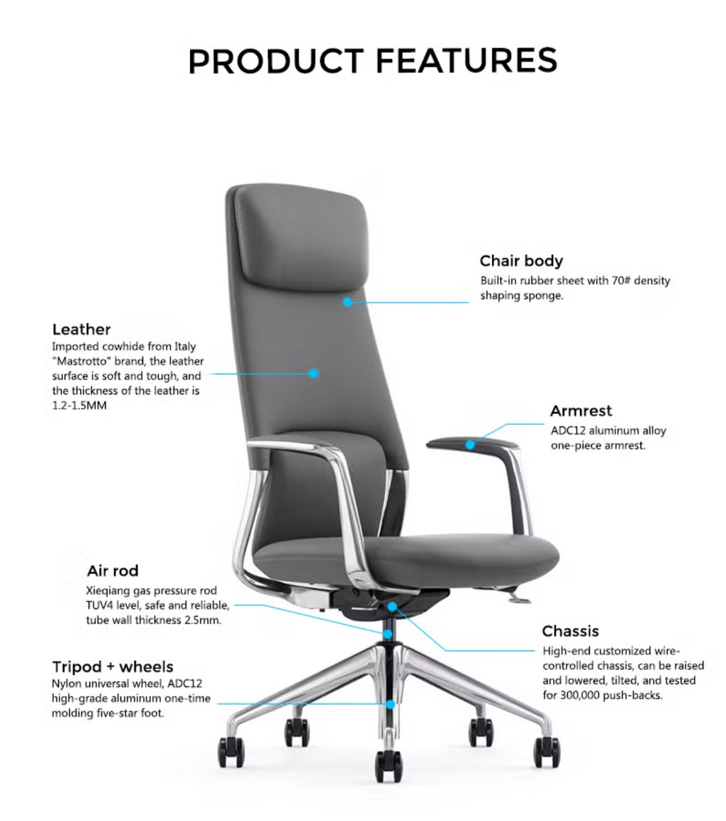 High Back Comfortable Ergonomic Multifunctional Custom Swivel Leather Computer Office Executive Chair