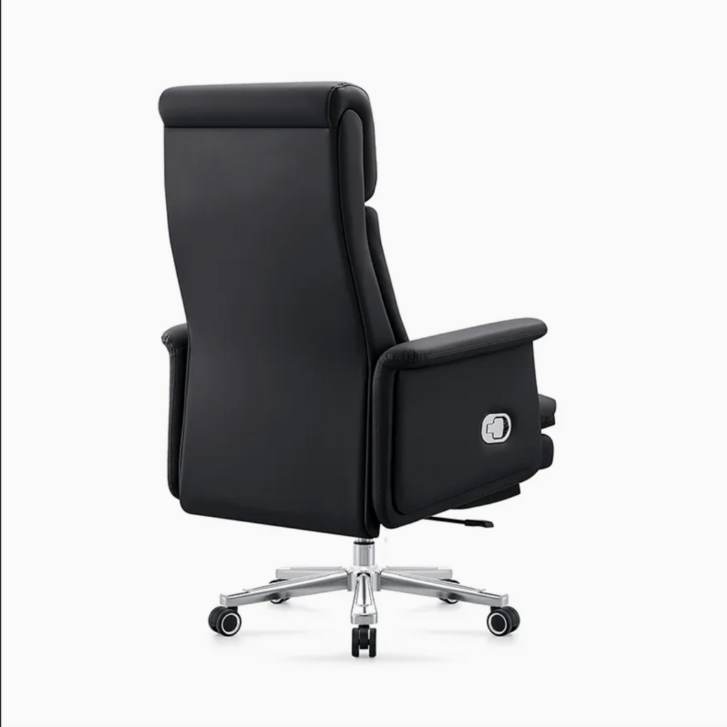Reclining Office Chair with Retractable Footrest and Padded Armrests