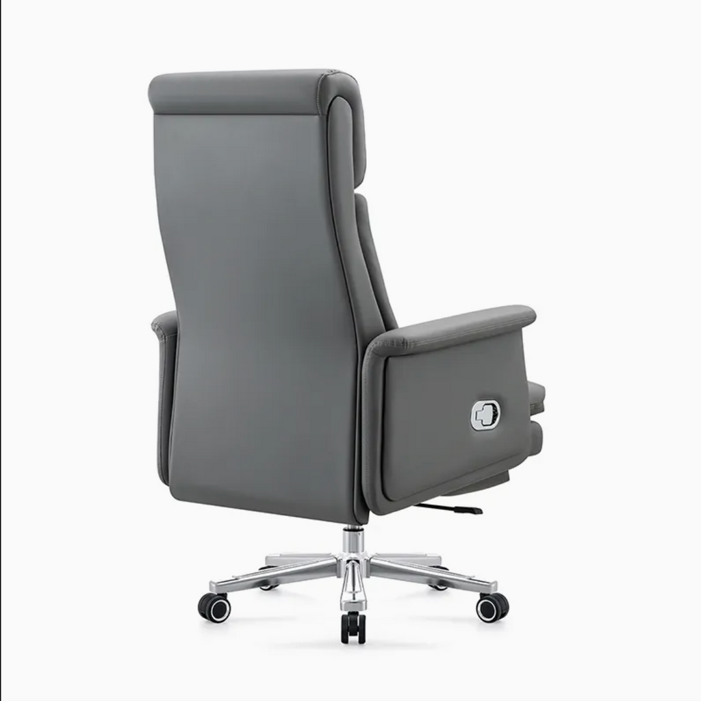 Reclining Office Chair with Retractable Footrest and Padded Armrests