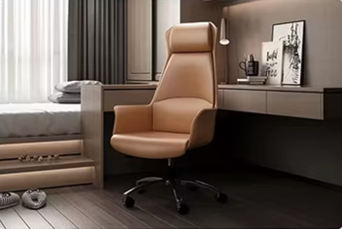 Elegant Brown/Black PU Leather Office Swivel Arms Chair
