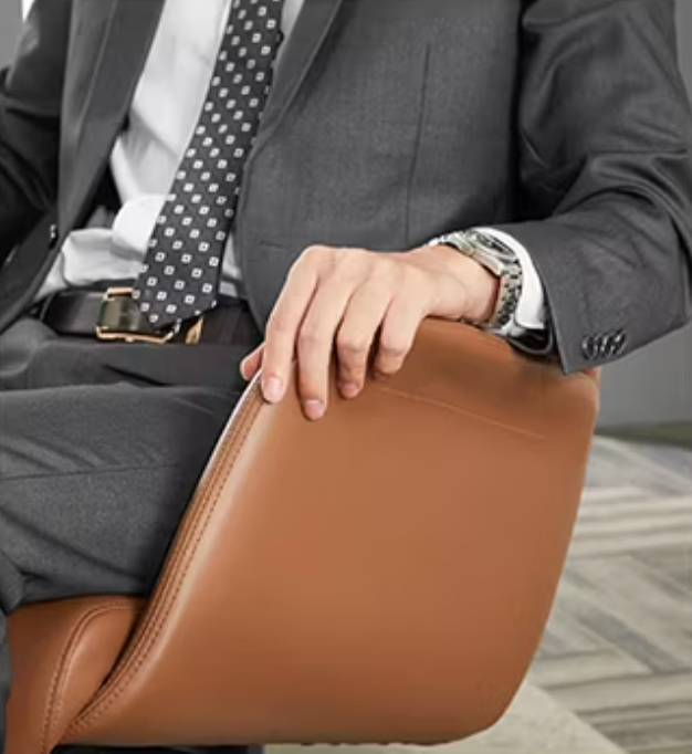 Elegant Brown/Black PU Leather Office Swivel Arms Chair