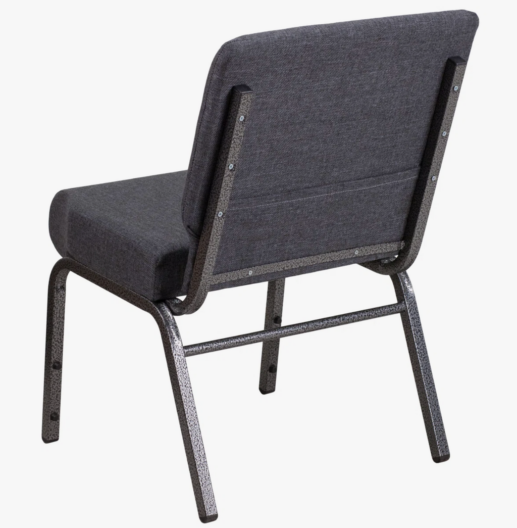 21" Wide Gray Fabric 330lbs Church Chair | Stackable Seating Fabric Worship Chairs with Cut-Away Back