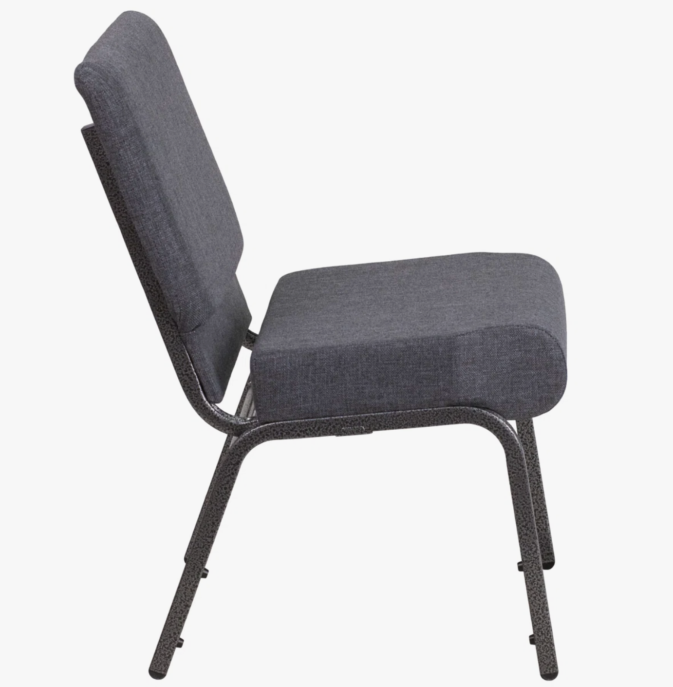 21" Wide Gray Fabric 330lbs Church Chair | Stackable Seating Fabric Worship Chairs with Cut-Away Back