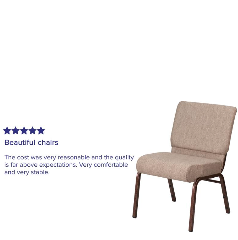 Sold In SETS of 50 Chairs. Church Chairs/Auditorium Seating | Stackable Church Seatings 20.5 Inch Beige Fabric Worship Cinema Auditorium Sanctuary Church Chairs with Cut-Away Back. $49 ea.