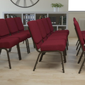 Sold In SETS of 10 Chairs. Church Chairs/Auditorium Seating | Stackable Church Seatings 20.5 Inch Burgundy Fabric Worship Cinema Auditorium Sanctuary Church Chairs with Cut-Away Back.