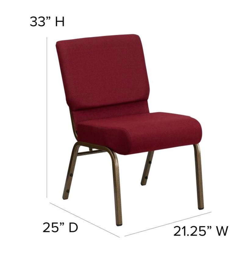 Sold In SETS of 50 Chairs. Church Chairs/Auditorium Seating | Stackable Church Seatings 20.5 Inch Burgundy Fabric Worship Cinema Auditorium Sanctuary Church Chairs with Cut-Away Back.