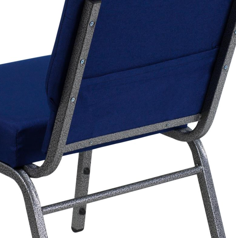 21" Wide Blue Fabric 800lbs Church Chair | Stackable Seating Fabric Worship Chairs with Cut-Away Back
