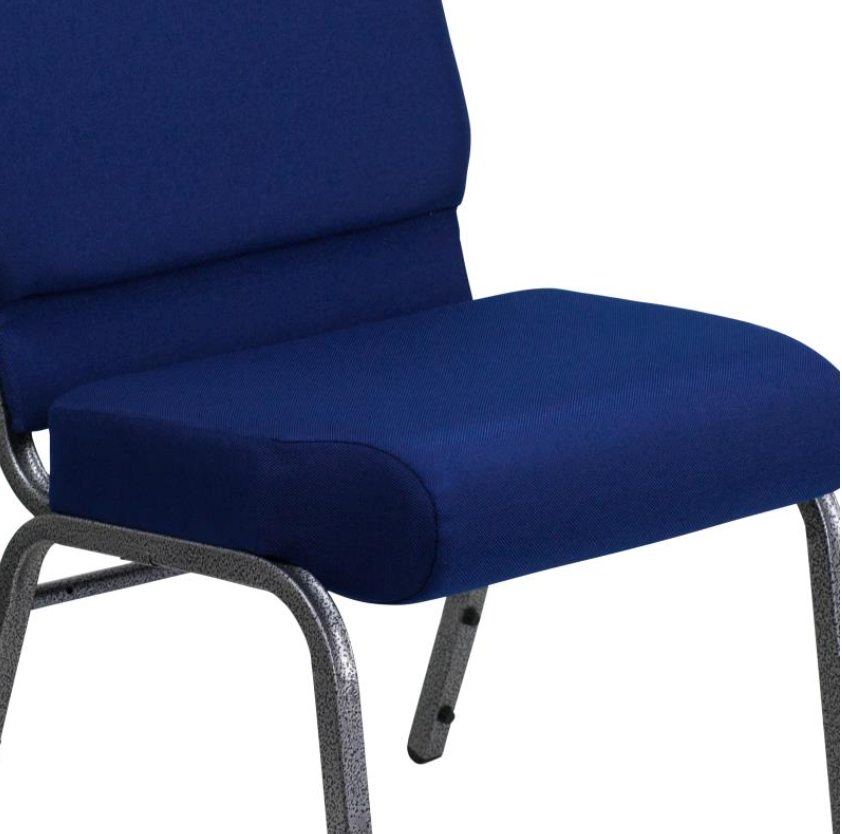21" Wide Blue Fabric 800lbs Church Chair | Stackable Seating Fabric Worship Chairs with Cut-Away Back