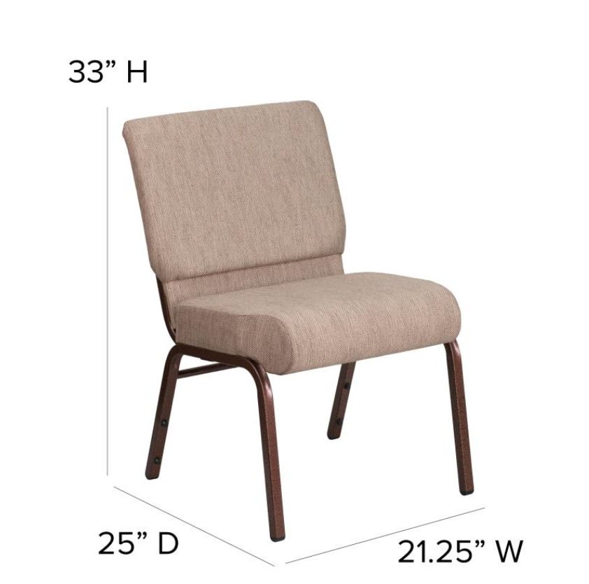 Sold In SETS of 50 Chairs. Church Chairs/Auditorium Seating | Stackable Church Seatings 20.5 Inch Beige Fabric Worship Cinema Auditorium Sanctuary Church Chairs with Cut-Away Back. $49 ea.