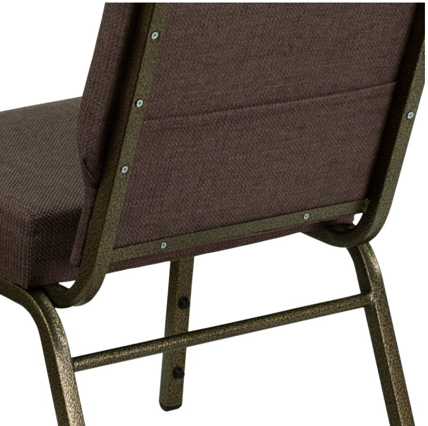 21" Wide Brown Fabric 330lbs Church Chair | Stackable Seating Fabric Worship Chairs with Cut-Away Back