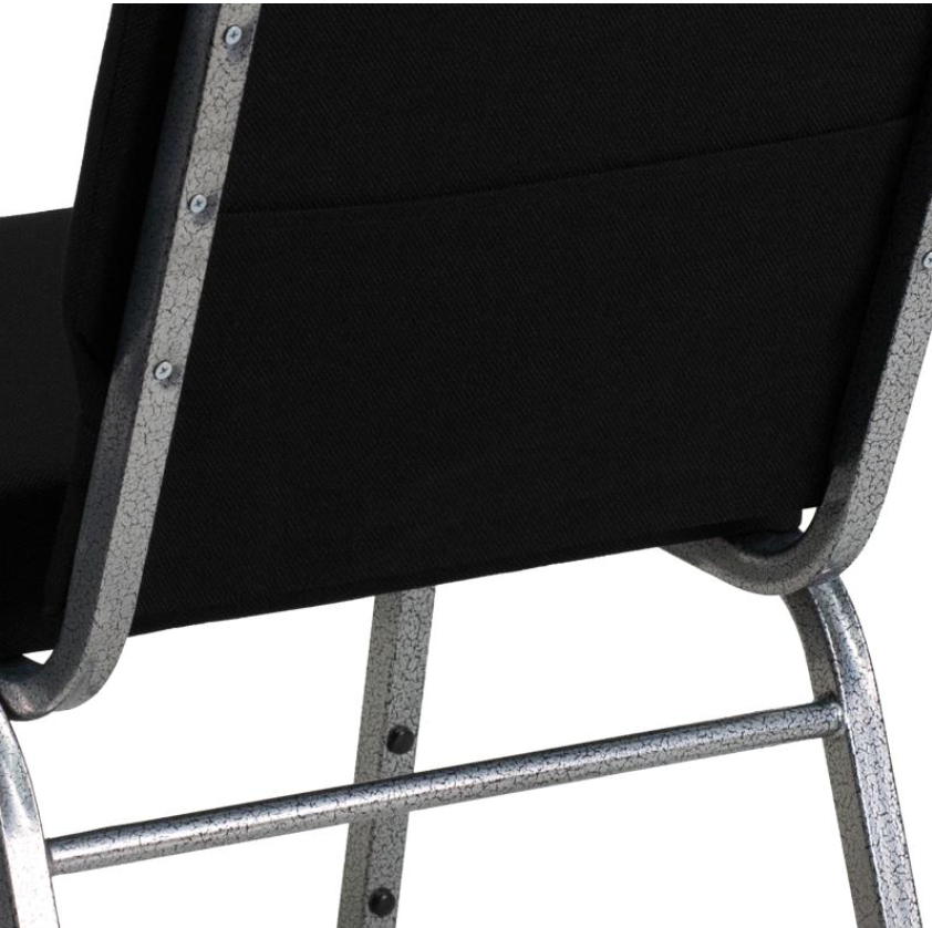 21" Wide Black Fabric 330lbs Church Chair | Stackable Seating Fabric Worship Chairs with Cut-Away Back