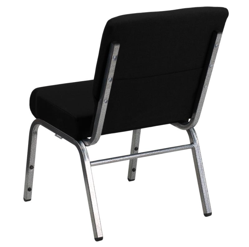21" Wide Black Fabric 330lbs Church Chair | Stackable Seating Fabric Worship Chairs with Cut-Away Back