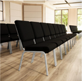 Sold In SETS of 10 Chairs. Church Chairs/Auditorium Seating | Stackable Church Seatings 21 Inch Black Fabric Worship Cinema Auditorium Sanctuary Church Chairs with Cut-Away Back.