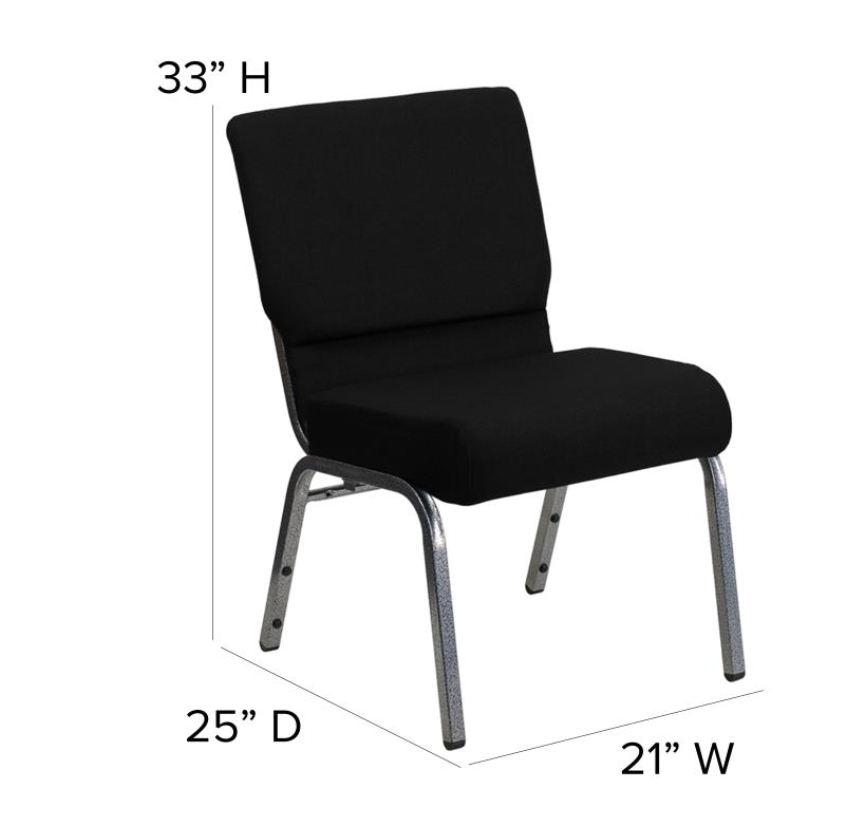Sold In SETS of 10 Chairs. Church Chairs/Auditorium Seating | Stackable Church Seatings 21 Inch Black Fabric Worship Cinema Auditorium Sanctuary Church Chairs with Cut-Away Back.