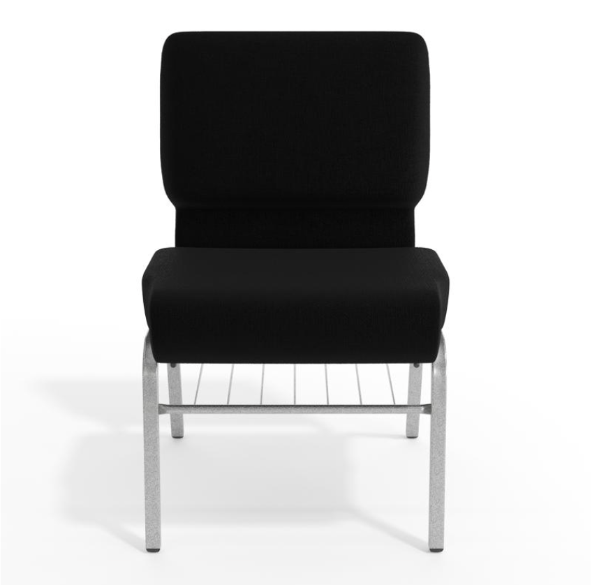 Sold In SETS of 10 Chairs. Church Chairs/Auditorium Seating | Stackable Church Seatings 21 Inch Black Fabric Worship Cinema Auditorium Sanctuary Church Chairs with Cut-Away Back With Book Rack.