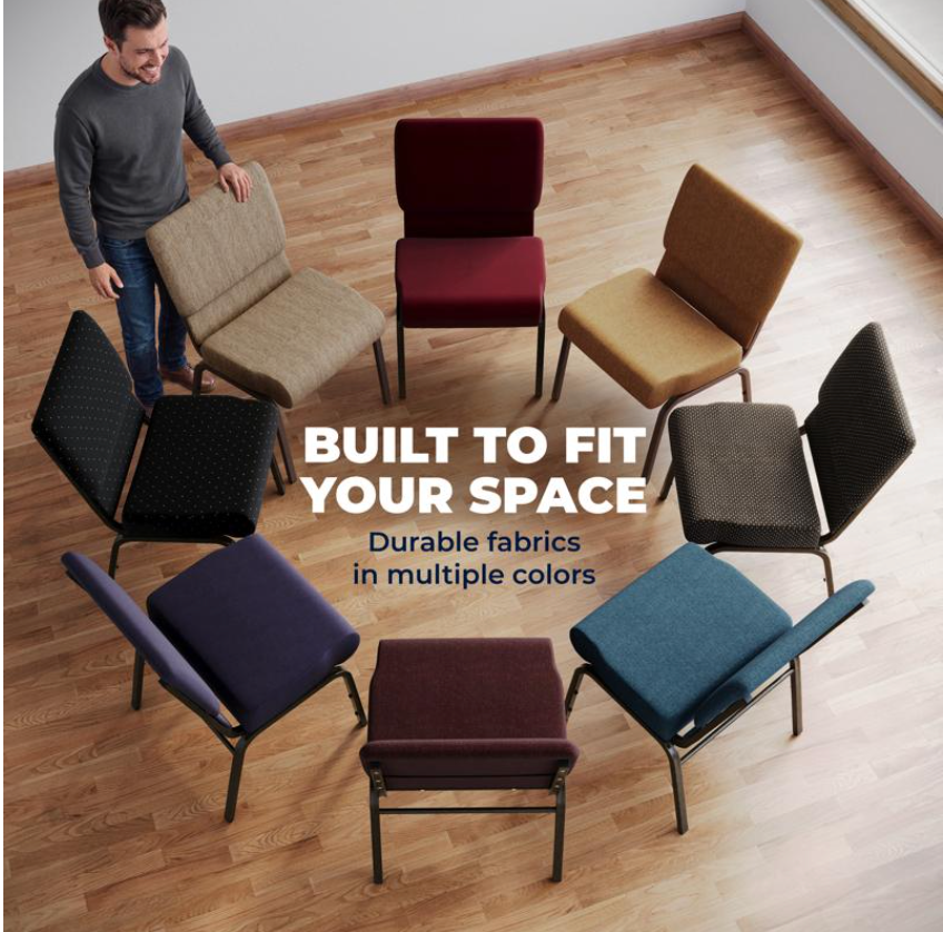 Sold In SETS of 50 Chairs. Church Chairs/Auditorium Seating | Stackable Church Seatings 21 Inch Plum Fabric Worship Cinema Auditorium Sanctuary Church Chairs with Cut-Away Back.
