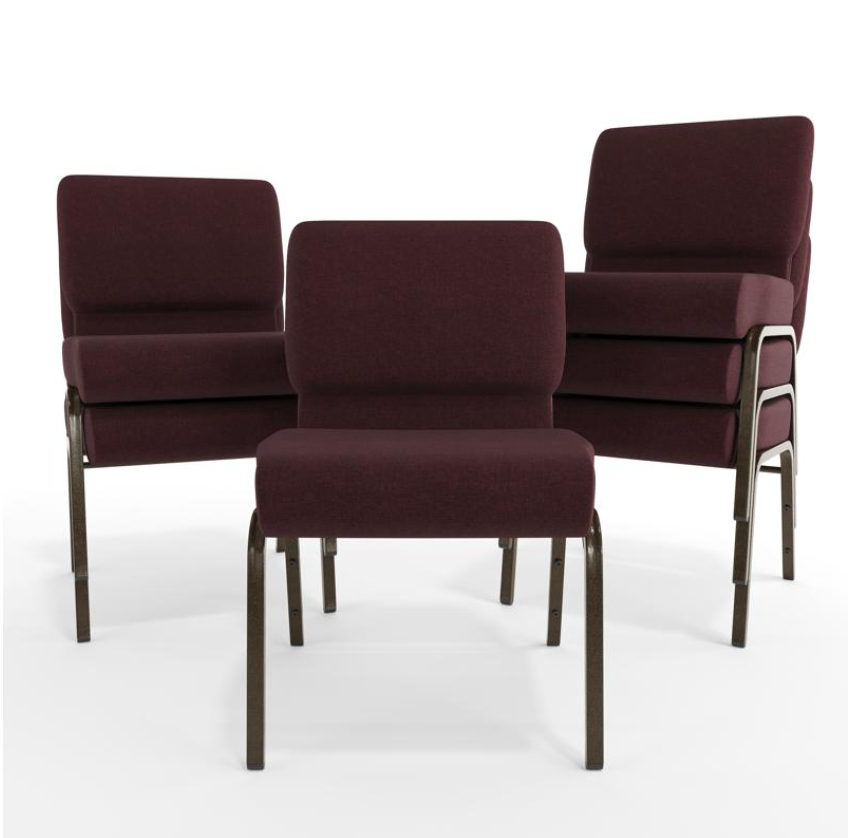 Sold In SETS of 50 Chairs. Church Chairs/Auditorium Seating | Stackable Church Seatings 21 Inch Plum Fabric Worship Cinema Auditorium Sanctuary Church Chairs with Cut-Away Back.