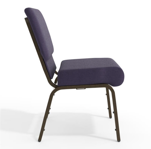 21" Wide Purple Fabric 330lbs Church Chair` | Stackable Seating Fabric Worship Chairs with Cut-Away Back