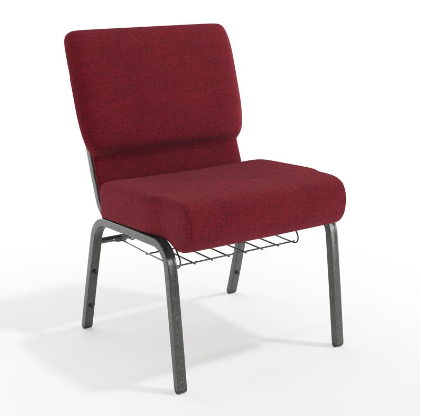 Sold In SETS of 50 Chairs. Church Chairs/Auditorium Seating | Stackable Church Seatings 21 Inch Crimson Fabric Worship Cinema Auditorium Sanctuary Church Chairs with Cut-Away Back With Book Rack